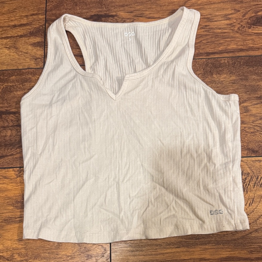 DSG Beige Ribbed Tank Top